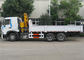 Sinotruk HOWO A7 6x4 트럭은 25 톤 기중기를 화물에 의하여 거치된 똑바른 팔 기중기 거치했습니다 협력 업체